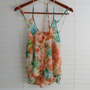 Poetry flowy sheer floral tank